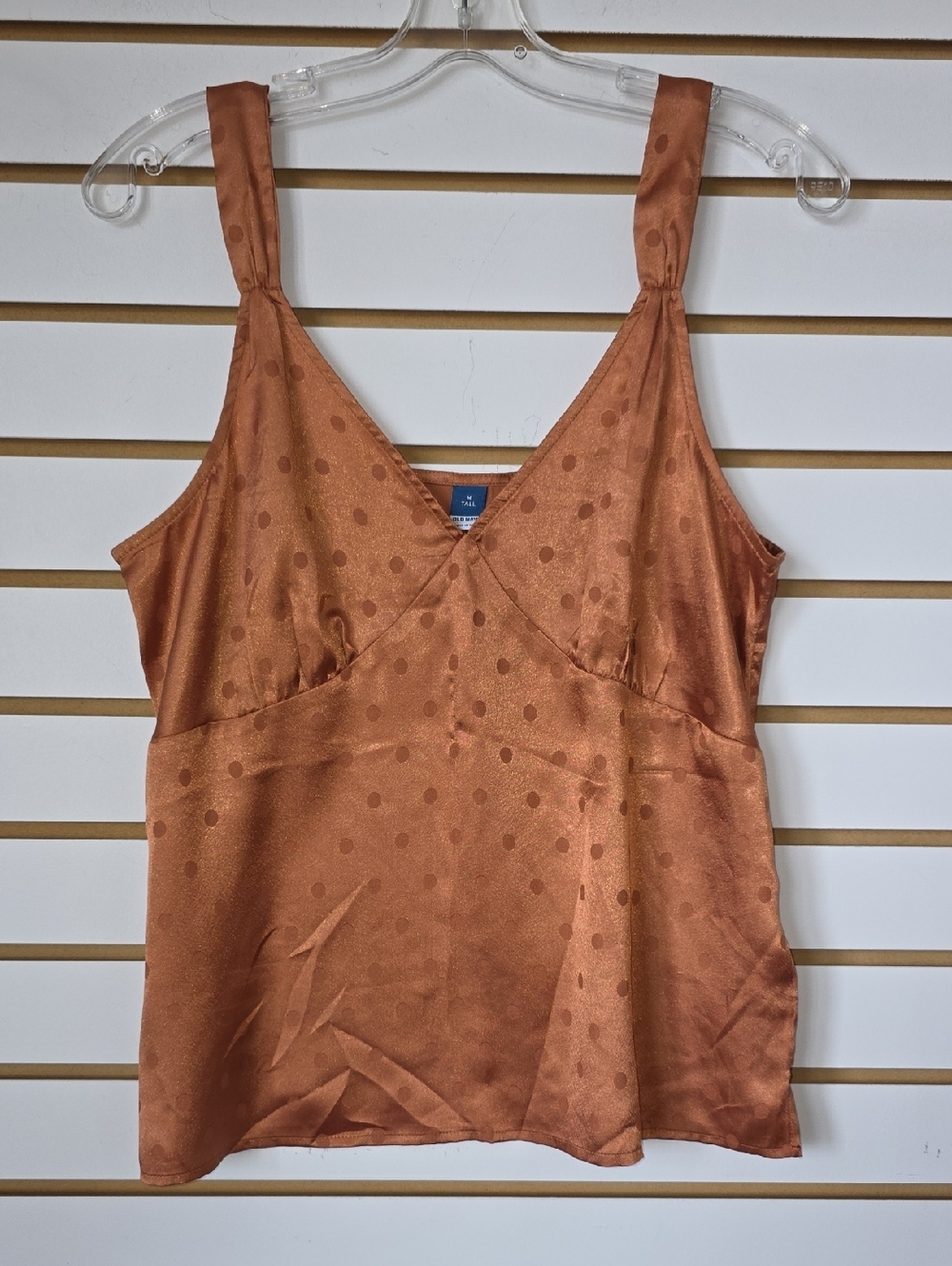 Old Navy Copper Brown Polka Dot Cami Med Tall - Picture 2 of 6